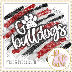 Go Bulldogs Brushstrokes- red and black w white