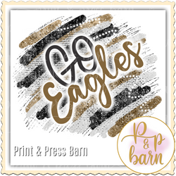 Go Eagles Brushstrokes- Gold and Black