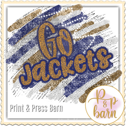 Go Jackets Word Doodle- Blue and gold
