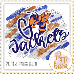 Go Jackets brushstrokes- Orange and Blue
