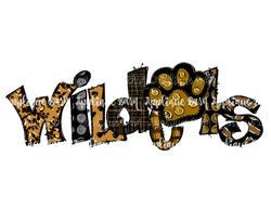 Wildcats Paw Word Art- Gold Black