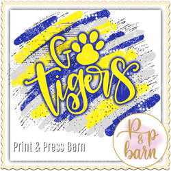 Go Tigers brushstrokes- yellow and blue