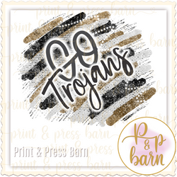 Go Trojans Brushstrokes- Gold and black