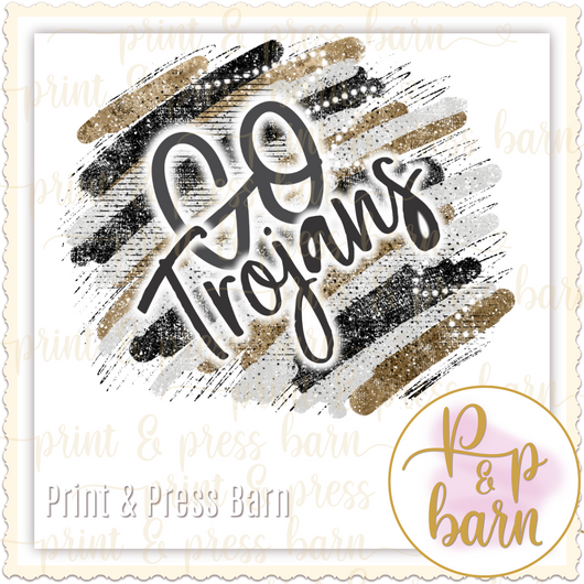 Go Trojans Brushstrokes- Gold and black