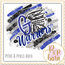 Go Warriors Brushstrokes- Blue and silver