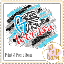 Go Warriors Brushstrokes- Blue and red