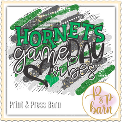 Hornets Game Day Vibes Brushstrokes- Green and grey