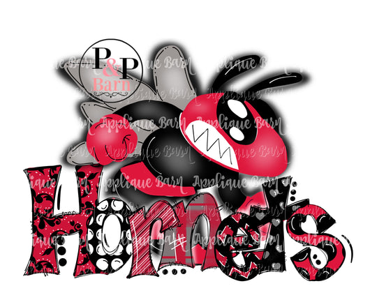 Hornets Word Doodle- Red Black