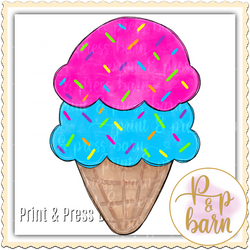Pink and Blue ice Cream Cone