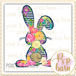 Navy Easter Bunny - Floral