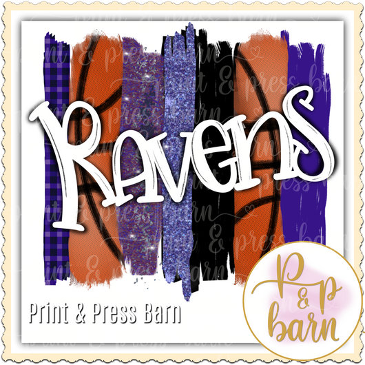 Ravens Basketball Brushstroke- Purple