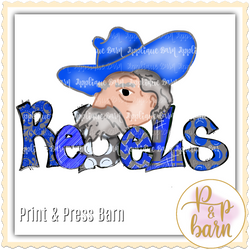 Rebels Mascot- Blue and Grey