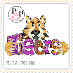 Tiger Word Art- Purple and gold