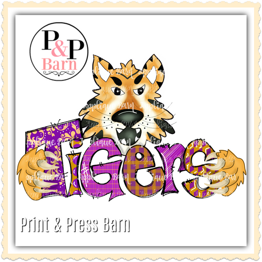 Tiger Word Art- Purple and gold