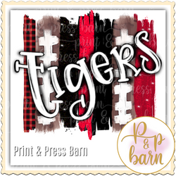 Tiger Football Brushstrokes- Red