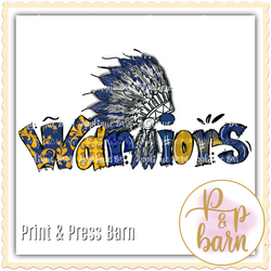 Warriors Mascot- Navy and Yellow
