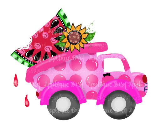 Watermelon Dump truck- pink polka