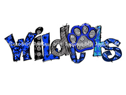 Wildcats Paw Word Art- Royal Blue