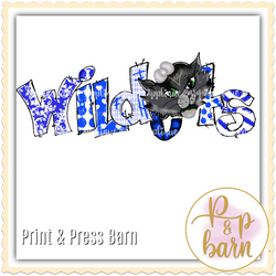 Wildcats- Blue and White w face