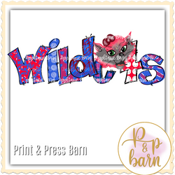 Wildcats Word Art- Red and Blue