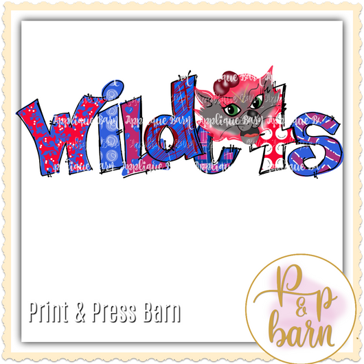 Wildcats Word Art- Red and Blue