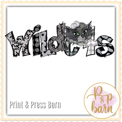 Wildcats Word Art- Grey and  Black