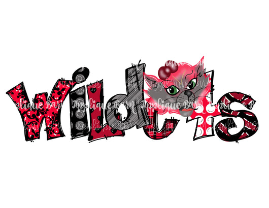 Wildcats Word Art- Red Black