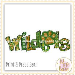 Wildcats Paw Word Art- Green